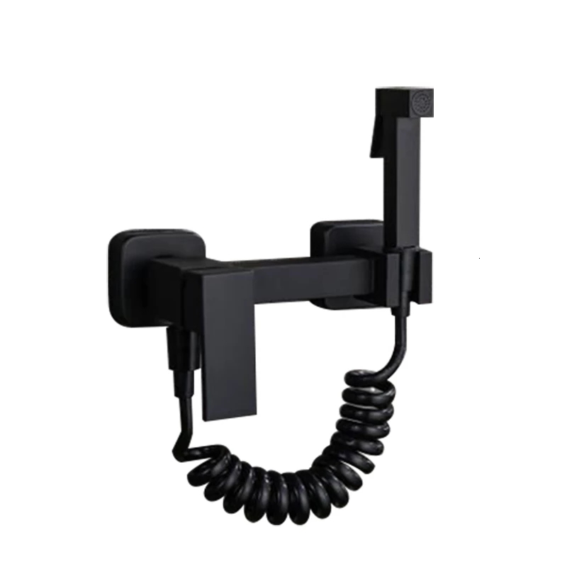 

2021 New Hand Held Bidet Sprayer Black Douche Kit Toilet Shattaf Hot and Cold Brass Copper Mixer Vae Set Shower Head Faucet R56j