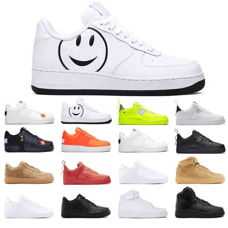 

Running Shoes Mens Womens Sneakers 1 White High Low Black Wheat Have a day Just Orange Utility Volt Outdoor Sports Flat Shoe Original, White low