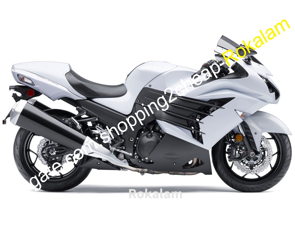 ZX-14R Coque personnalisée pour Kawasaki Ninja ZX14R ZZR1400 2012 2013 2014 2015 Kit de carénage ABS blanc noir (moulage par injection)