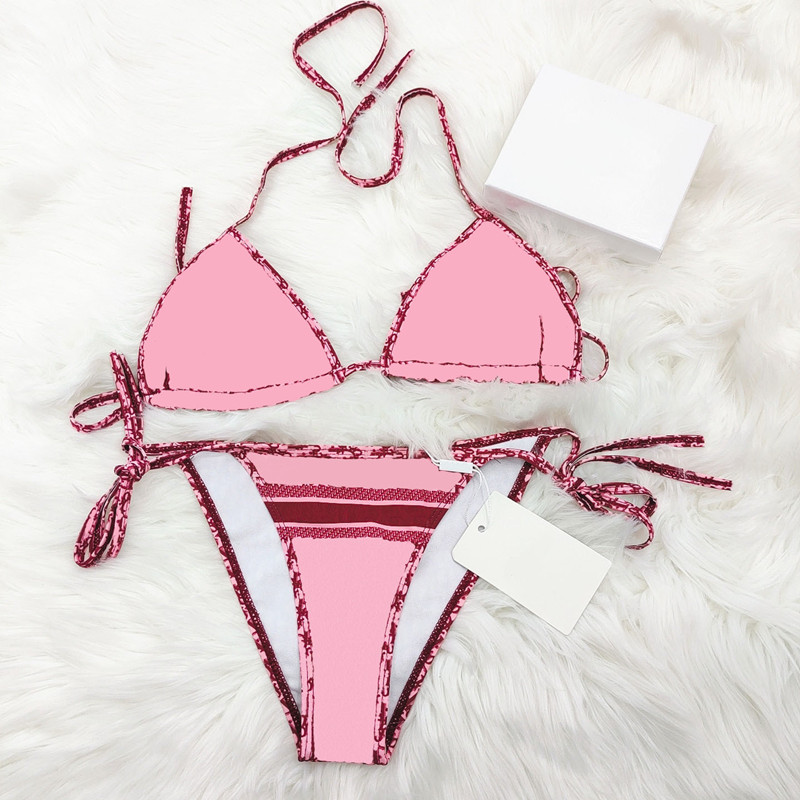 

Full Classic Letter Bikini Elegant Party Bikini Fashion Striped Swimwear Sexy Backless Swimsuit Beach Bathing Suit Women Swimsuit