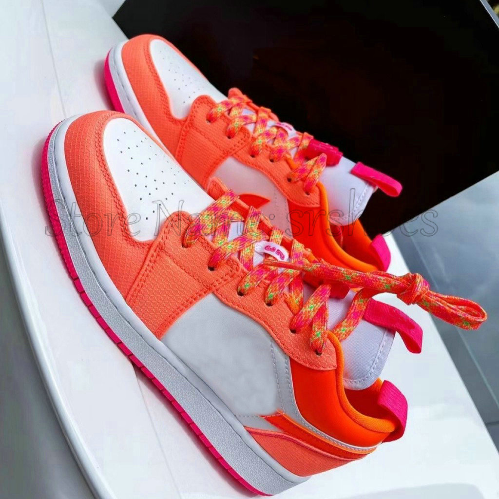 

1 Low Wmns Utility GS Plus Total Orange Jumpman Designer Basketball Shoes Women Trainer Runner Sports Sneakers, Customize