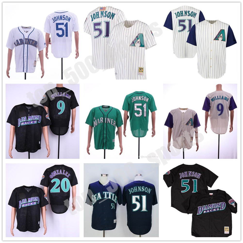 

Randy Johnson 2001's Jersey Luis Gonzalez 9 Matt Williams Jerseys Home Away Black Mesh White Striped, Blue;black