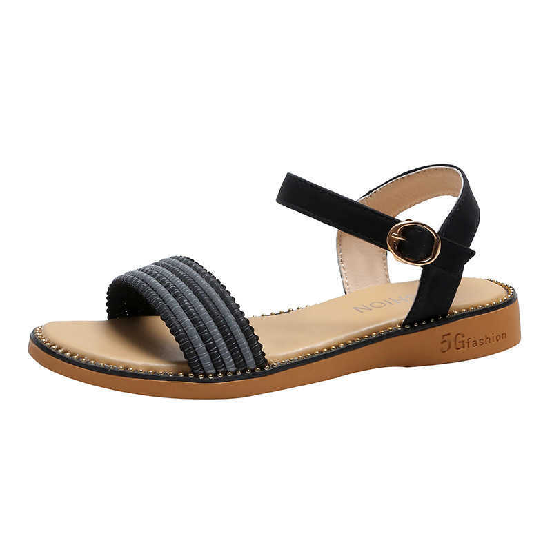 

Sandals Women Buckle Roman Women's Shoes Summer Beach Shoes Korean Fashion Comfortable Women's Sandals Size 35- 210611, Black