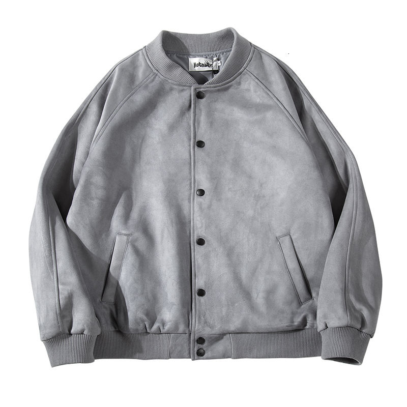 

2021 New Alta Rua Suporte Slida Jaqueta De Camura Dos Homens Outono Oversize Nico Breasted Bomber Jacket Hip Hop Solto Bluso Casacos Nal9, Gray