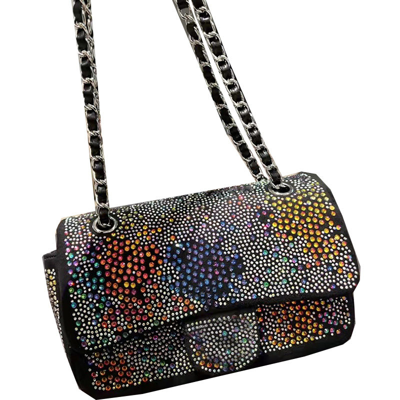 

Classic Mini Flap Crystal Series Shiny Bling bling Bags Silver Metal Hardware Matelasse Chain Crossbody Shoulder Purse Cosmetic Case Designer Handbags 22*13CM, Box