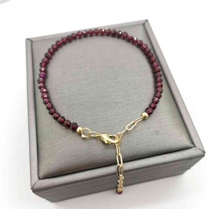 

Faceted Garnet Delicate Adjustable 14K Gold Filled Chains Natural Stones Pulsera Mujer Unique Women BOHO Bracelet