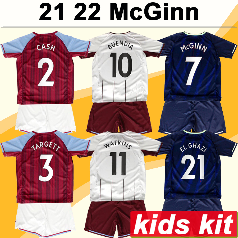 

21 22 MCGINN CASH Kids Kit Soccer Jerseys TARGETT KONSA MINGS DOUGLAS LUIZ SANSON WESLEY BUENDIA WATKINS HOURIHANE Home Away 3rd Football Shirt, Tz4725 21 22 3rd no socks