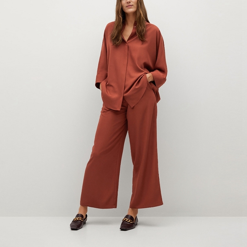 

Blouse and Pants Womens Summer Outfit Set Vintage Wide Leg Cotton Two Piece Women Top 210525, Jtops