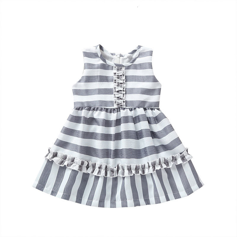 

2021 New Casual for Striped Toddler Girl Es Cotton Sleeveless Kids Clothes Girls Summer Children Clothing Ql2v, Gray