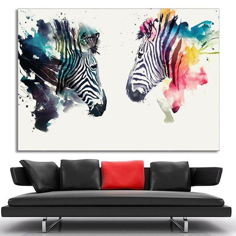 

Personality Creative Animal Print Canvas Painting Abstract Watercolor Zebra Cheetah Poster Living Room Bedroom Aesthetic Decor