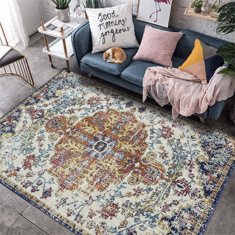 

Carpets Retro Persian Printed Carpet Ethnic Decoration For Home Large Side Table Living Room Vintage Bedroom, White