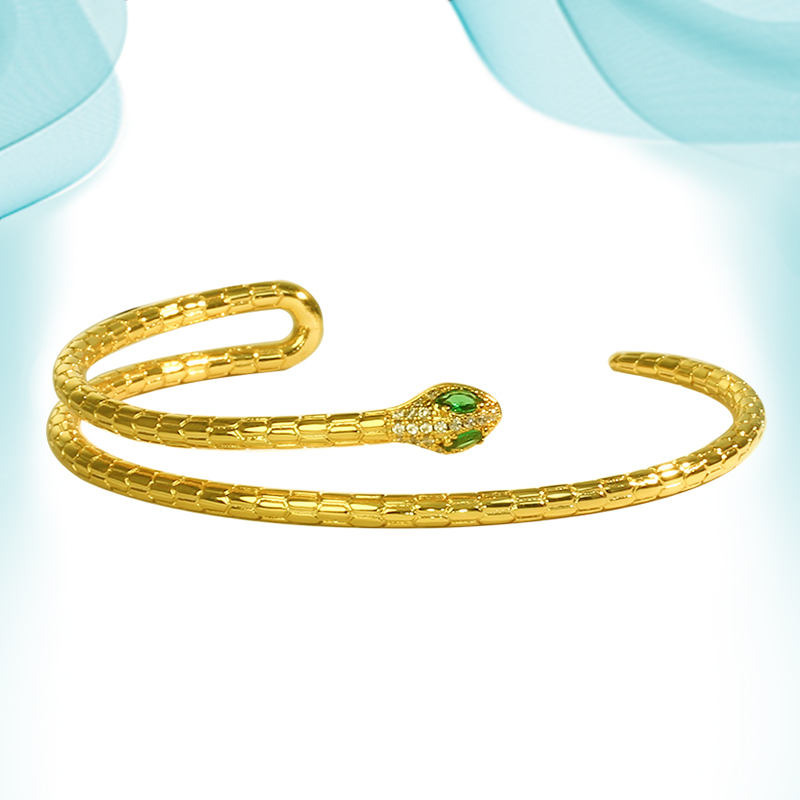 

Evil Eye Punk Snake Bangle Women Fashion Charm Luxury Gold Color Natural Stones Couple New Design Cuff Bracelets Jewelry Personalized Elegant Accessory