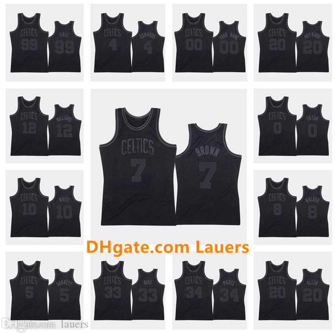 

Custom Jersey New Boston Celtics Walker Brown Smart Allen Bird Fall Tatum Hayward Pierce Black Tonal Basketball Jerseys, Black;red