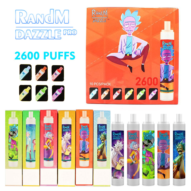 

NEWEST 100% Original RandM Dazzle Pro With RGB Light Disposable Pod Device Kit 1100mAh Battery 2600 Puffs Prefilled 6ml Cartridge Vape Pen