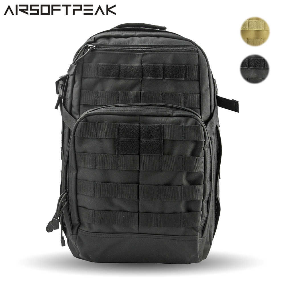 

24L Tactical Molle Backpack 600D Oxford Outdoor Multifunctional Climbing Trekking Hunting Rucksack Pack Q0721, Black