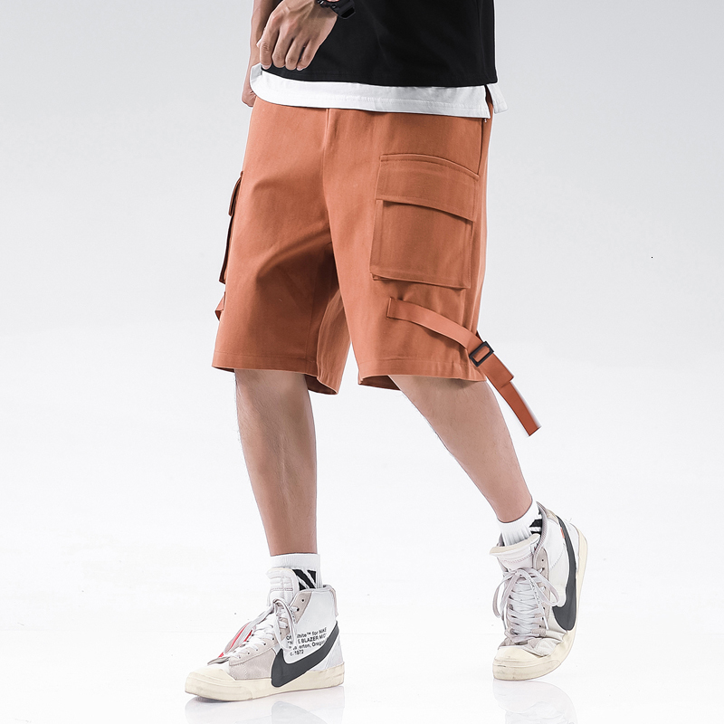

New 2021 Casual Summer Fashion Cotton Shorts Men with Pockets Ribbons Short Cargo Loose Trousers Clothing Jdr7 D5v1, Army green