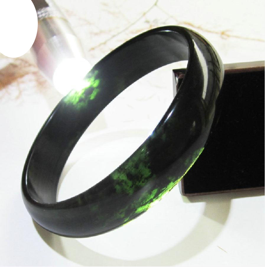 

56-62mm natural dark green jade bracelet