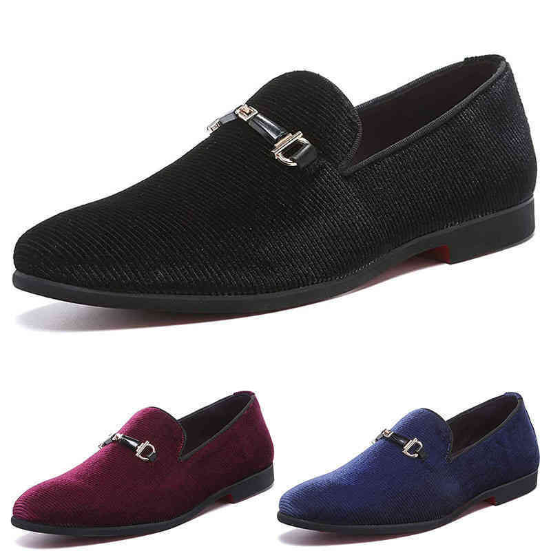 

Dress Shoes Men Velvet Formal Leffer Shoes Flat Bottomed Smoking Slippers Nightclub Leffer Shoe Formal Wedding Shose 1227, Blue