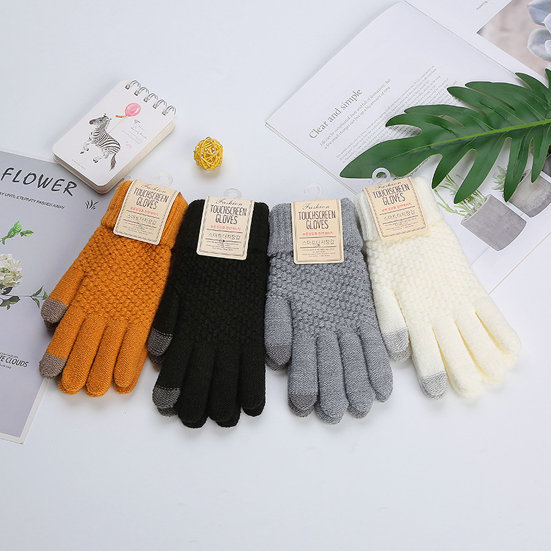 

Popular School Style Winter Warm Touch Screen Knitting Cold-proof Gloves