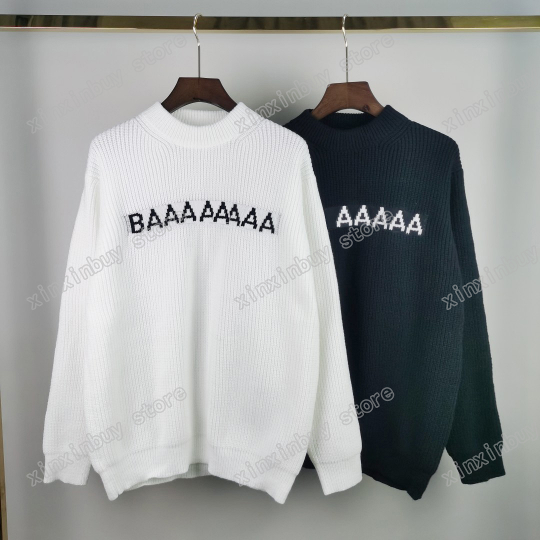 

22ss Autumn Sportwear Sweaters Mens Womens Jacquard letters Paris Fashion Crew Neck Street long Sleeve luxurys black white S-2XL