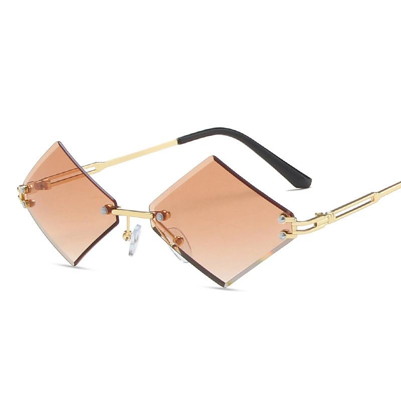 

Sunglasses Fashion Rimless 2021 Diamond Women Personality Ocean Lens Glasses Metal Uv400 Female