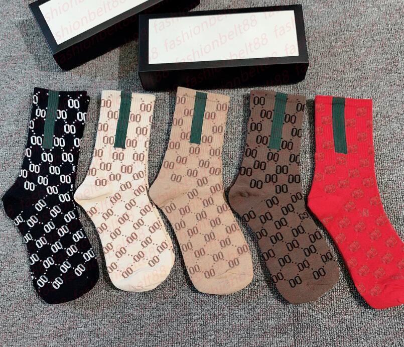 

Designer Mens Womens Socks Five Pair Luxe Sports Winter Mesh Letter Printed Sock Embroidery Cotton Man Woman With Box, Random color