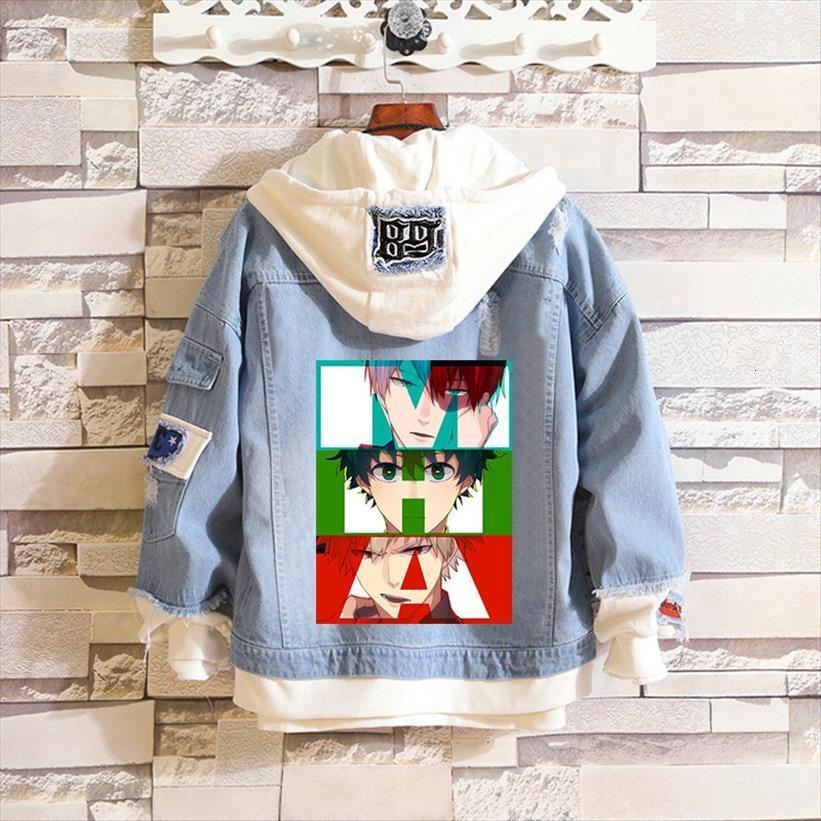 

my hero academia anime denim men tracksuits jackets cosplay todoroki s deku one for all oversized hoodies hooded couple, Gray