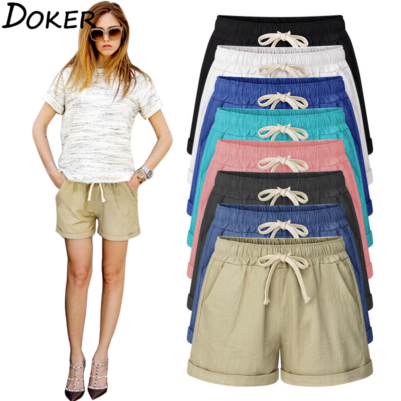 

2021 New Summer Woman High Waist Sport Short Cotton Women Plus Size Wide Legs Casual Female Home Comfy Shorts 9bjb, Sky blue