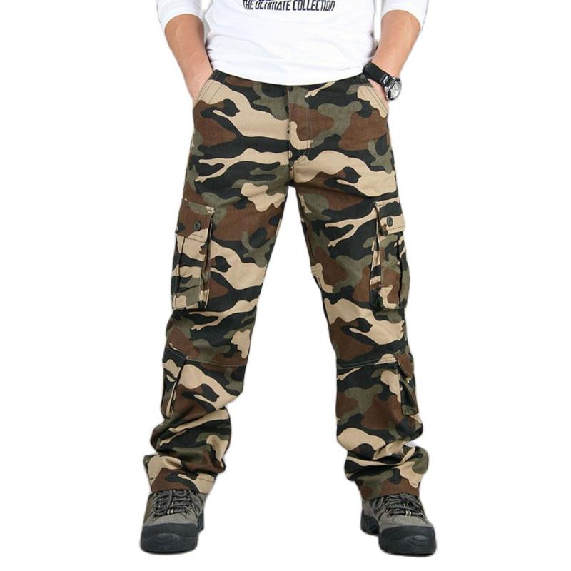 

Men's Pants Camouflage Cargo Men Straight Cotton Outdoor Wide Leg Trousers Plus Size Male Hiking Working Clothes 2021, Black