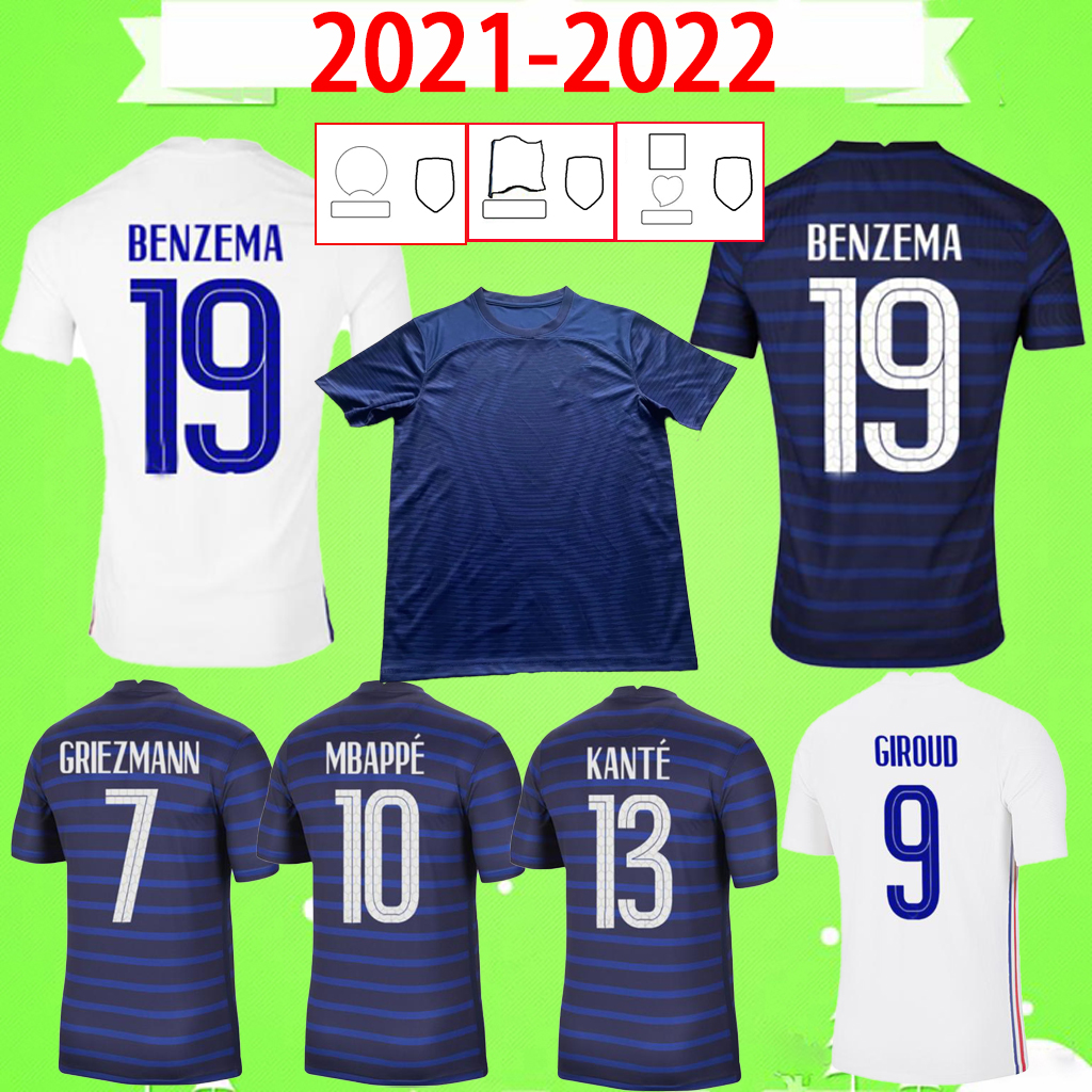 

2021 2022 BENZEMA soccer jersey MBAPPE maillot de foot 18 19 20 21 22 GRIEZMANN HERNANDEZ VARANE GIROUD THAUVIN KANTE POGBA mens kit football shirt blue, 2020/2022