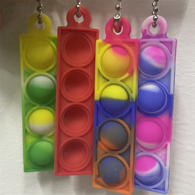 

Tie Dye Simple Fidget Key Ring Keychain Toys Kids Christmas Gift Sensory Push Bubble Popper Board Decompression toy Backpack Pendant H11OGVI