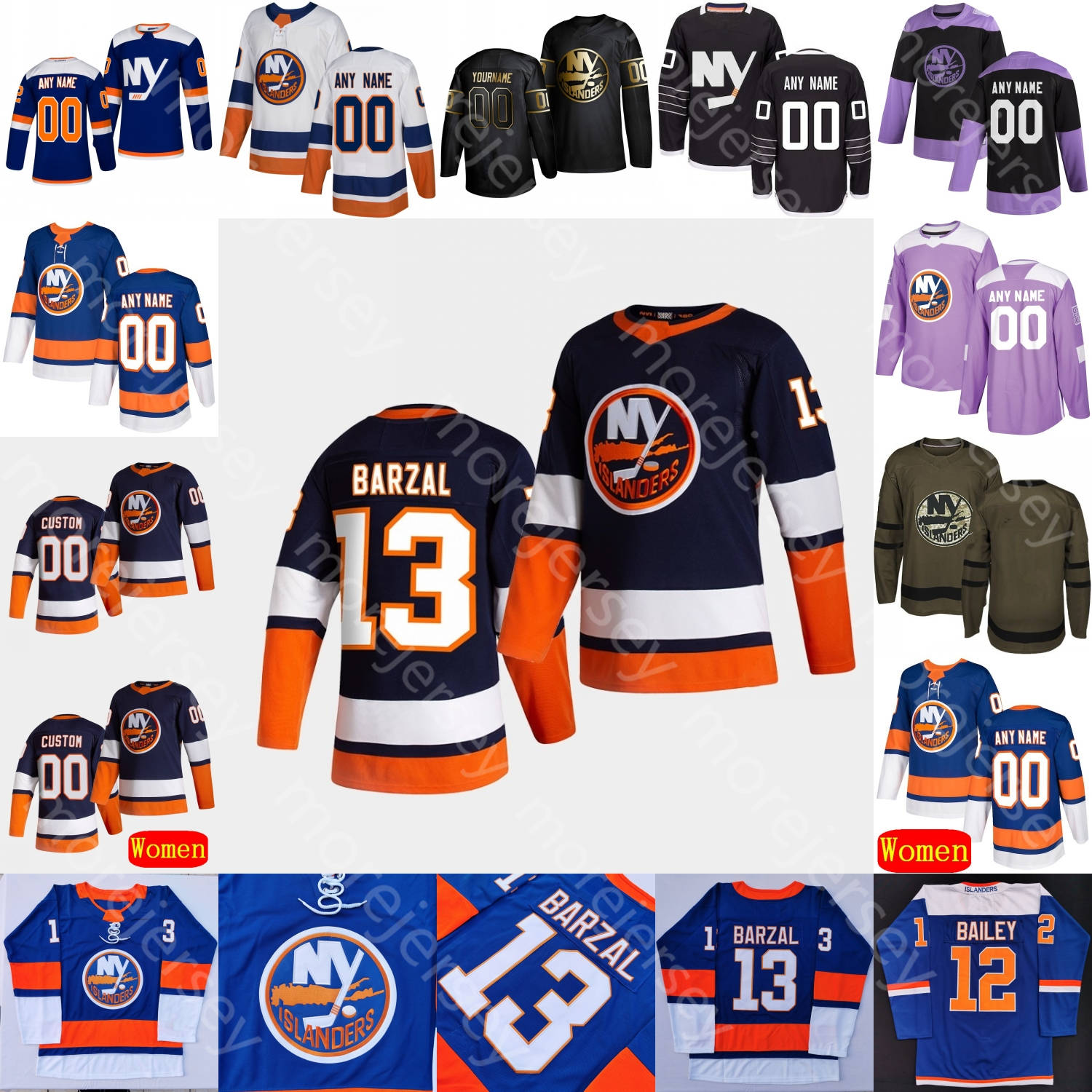 

Custom 2021 New York Islanders Ice Hockey Jersey Mathew Barzal Mike Bossy Josh Bailey Cal Clutterbuck Lee Nelson Beauvillier Pulock Eberle, Fights cancer black