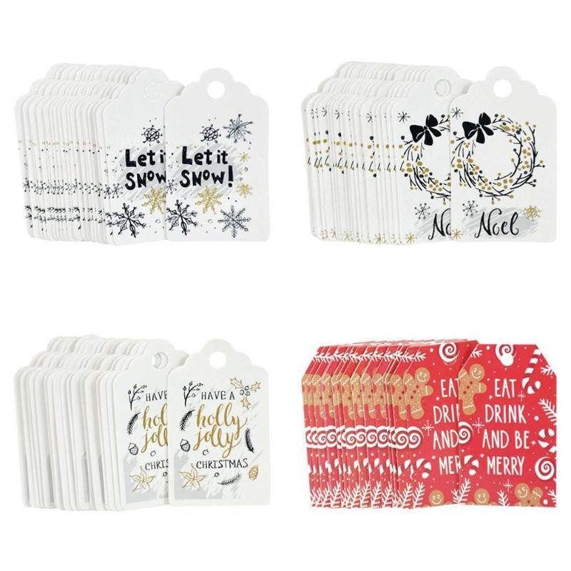 

Christmas Decorations 100Pcs Merry Year Gift Card Labels Paper Snowflake Tree Tags For Xmas DIY Handmade Present