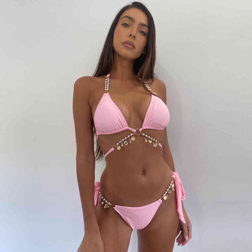 Women&#039;s Swimwear Bikini Sexy Pearl Crystal Women Swimsuit Female Push Up Biquini Brazilian Bathing Suit Beachwear Swimming J4L8-image-701181051