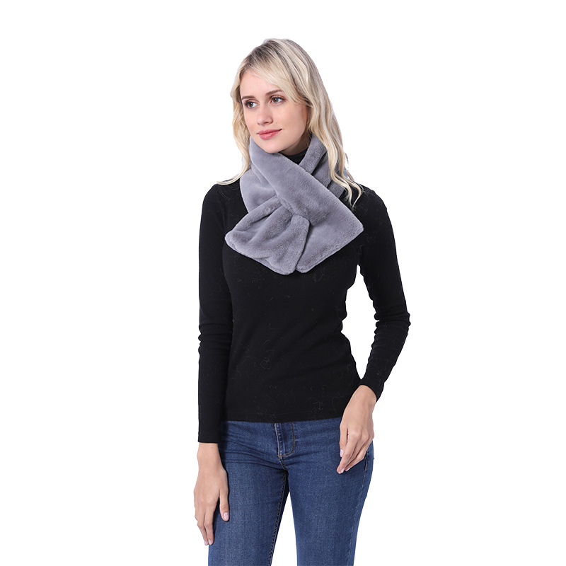 

Plush Scarf Imitating Rex Rabbit Fur Bib for Women In Autumn and Winter Imitating Rabbit Fur Collar To Keep Warm Collar, Blue;gray
