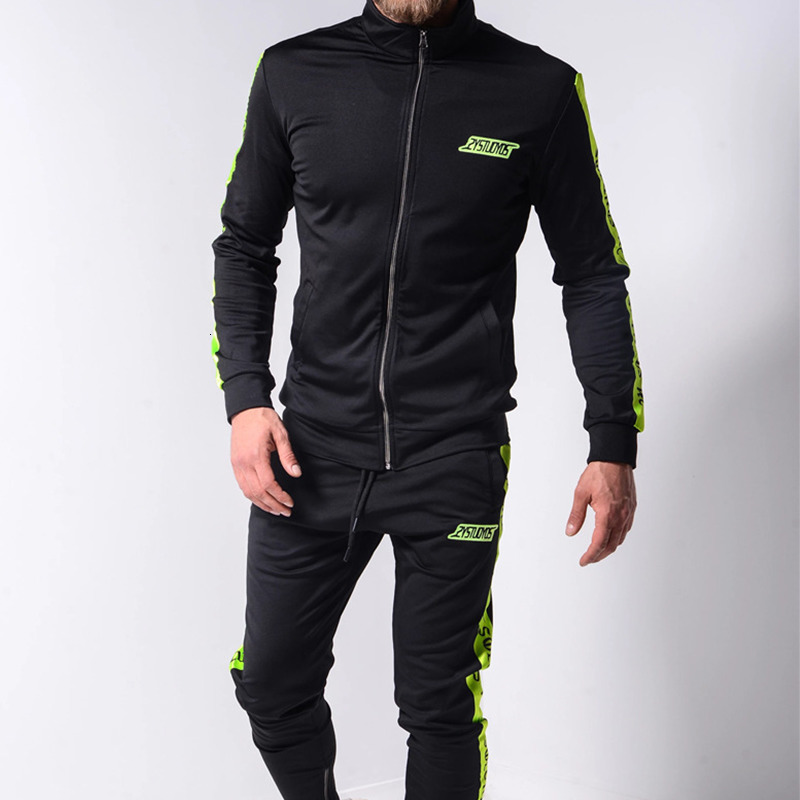 

2021 New Pieces Brand Men Joggers Suits Sets Fashion Striped Sweatshirt+pants Pullover Hoodie Sportwear Suit Male Clothes Af8f, Black