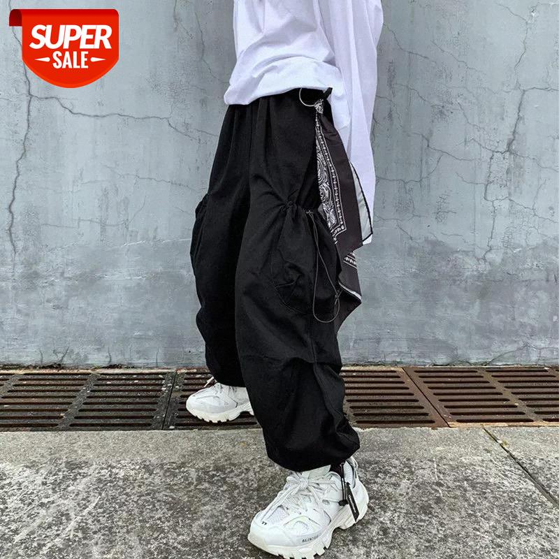 

cargo woman pants solid black high waist ropa mujer causal loose vintage trousers pocket pant female summer new outwear new #zh7M, Black;white