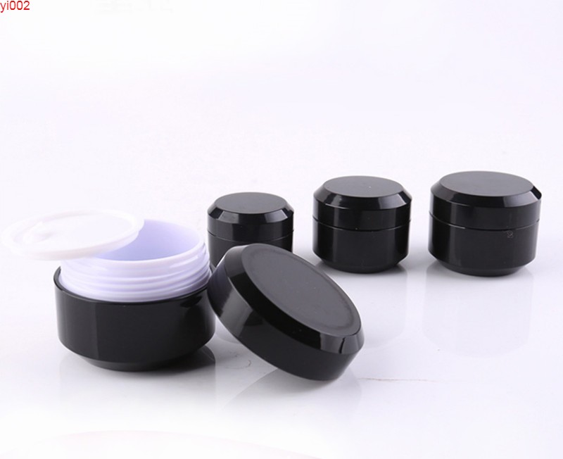 

12 x 5g 10g 15g 30g Black Double Wall Plastic Round Cream Bottle Jars Pot Container For Nail Art Gel Glitter Storagegood quatity