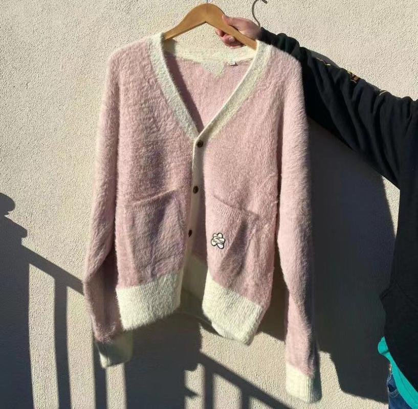 Men's Sweaters Golf Wang High Quality Le Fleur Soft Pink Cardigan Autumn Winter Sweater Tyler The Creator Women/Men Wool Jacket