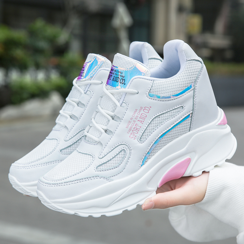 

Fashion Spring Women Platform Sneakers 8cm Height Increasing Thick Bottom Shoes For Ladies Casual Sprots Trainers Chunky Sneaker