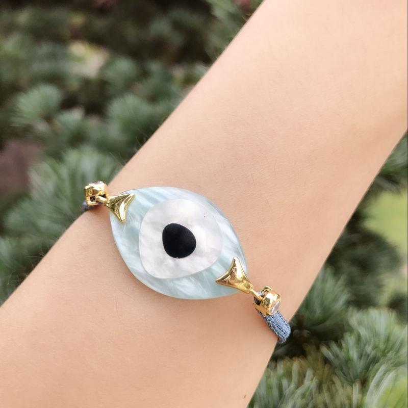 

Charm Bracelets Turkish Crystal Evil Eye Bracelet Pusera Fashion Big Glass Stone Beads Women's Bohe Bileklik Rope Chain Jewelry