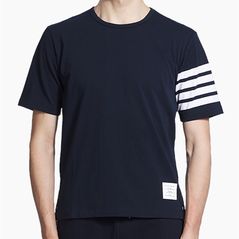 

Tb2021 new summer short sleeve round neck brand four bar T-shirt cotton men's and women's fashion casual top, White