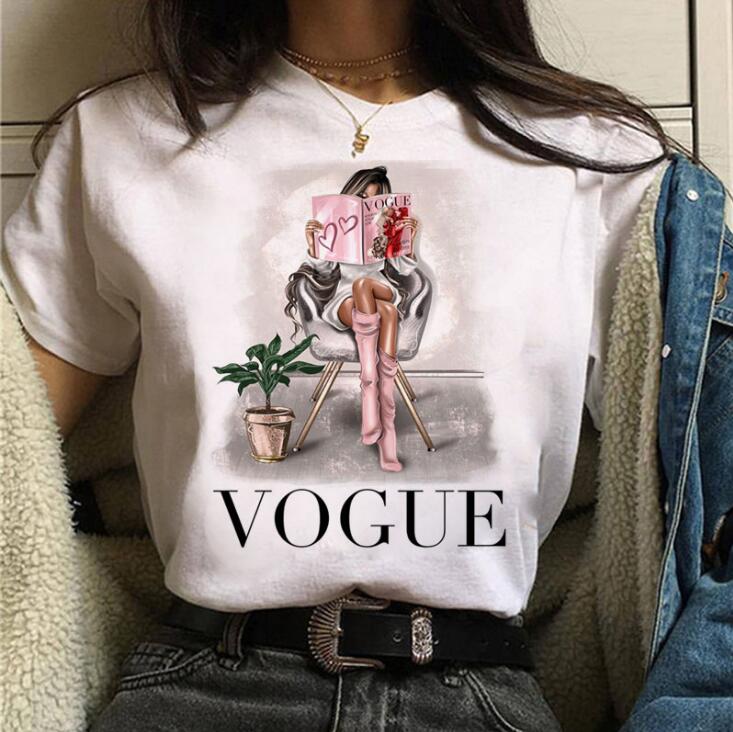 

2021 New Fashion Women T Shirt Girl Vogue Print Tops Tee Female Short Sleeve Tshirt Harajuku Tee Shirts 90s T-shirt Graphic Tops Tee