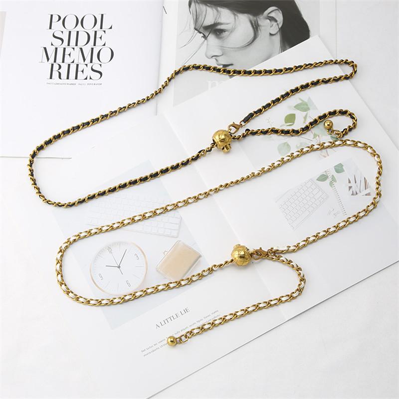 

Belts Metal Chain For Women Designer Waist Long Tassel Suitable Punk Hip Hop Dress Suit Belt, Black;brown