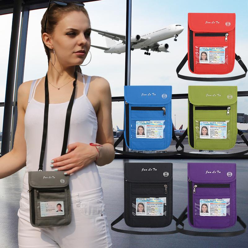 

Card Holders Travel Passport Bag Wallet Multi-Function Adjustable Neck Strap Waterproof Transparent Document Holder With RFID Shielding, Black