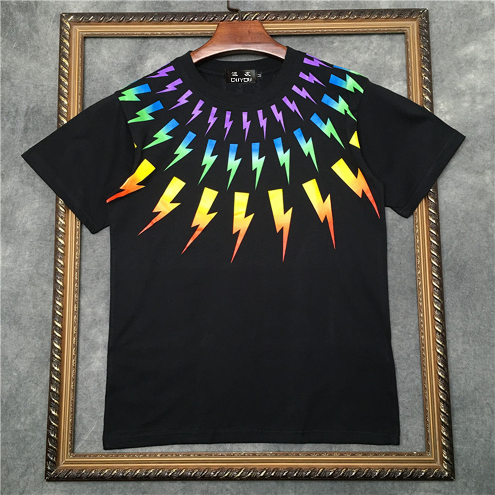 

2021 New Barrett Men's Short-sleeved T-shirt Fair-isle Thunderbolt Pattern Women t Shirts|streetwear 2191001630 Q627, Black