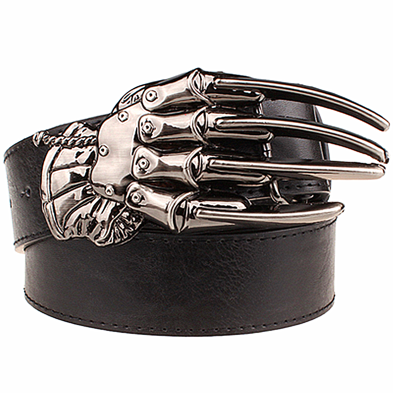 

2021 New Men's Metal Hip Hop Accessories Skull Claw Hand Bone Girdle Popular Devil Palm Belts Up Belt 4ciq, Black