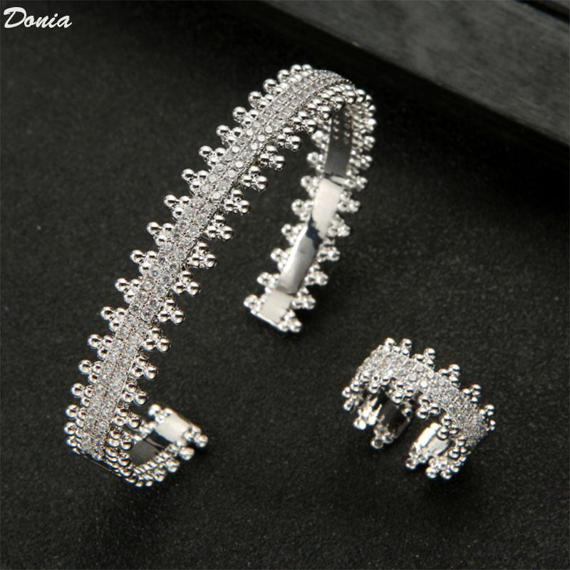 

Earrings & Necklace Donia Jewelry Explosions Luxury Copper Inlaid Zircon Personality Bracelet Ring Set Fashion Gift Ladies, Silver