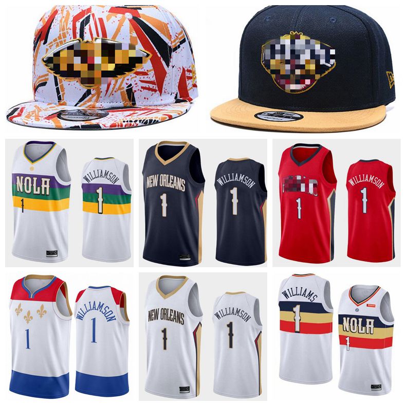 

New Orleans Pelicans Mens Zion 1 Williamson Basketball Jerseys City Baseball cap Edition White Black Red