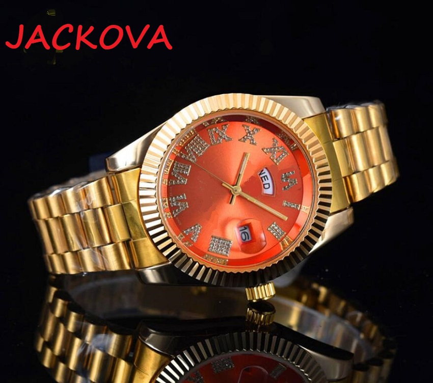 

Daydate mens automatic women watches dress full Stainless steel Sapphire Roman waterproof Luminous Couples Style Classic Wristwatch, Slivery;brown